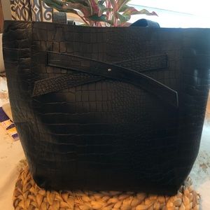 Avec Les Filles Black Faux crocodile leather purse